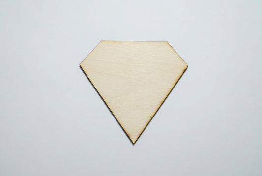 Diamond-shaped craft cut-out with a natural basswood appearance