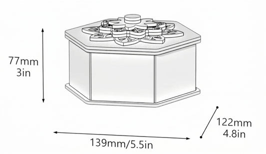 Hexagonal Wooden Keepsake Box with Floral Lid