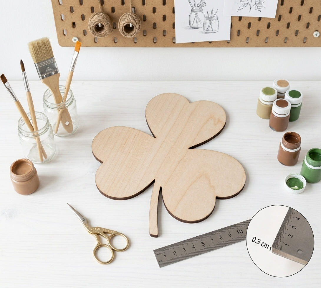 Clover Leaf Wooden Craft Cut-Out – Basswood