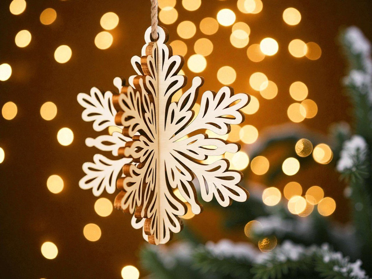 Wooden 3D Snow Ornament image 0