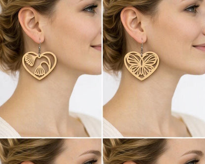 Laser-Cut Basswood Earrings • 16 Styles • Lightweight Dangle Jewelry image 0