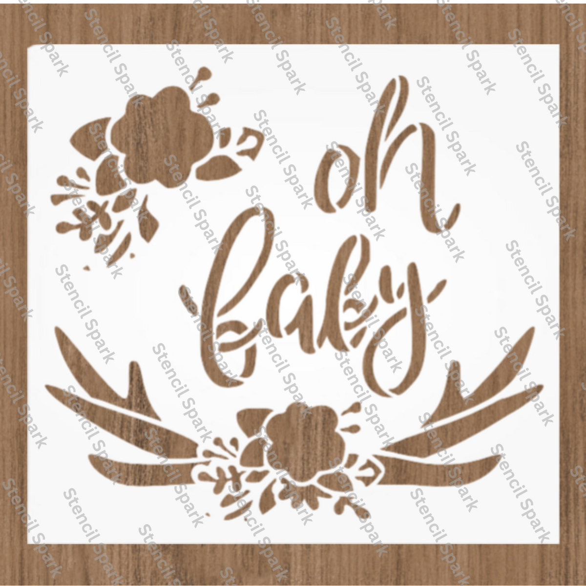 Oh Baby Antler Flower Stencil image 0