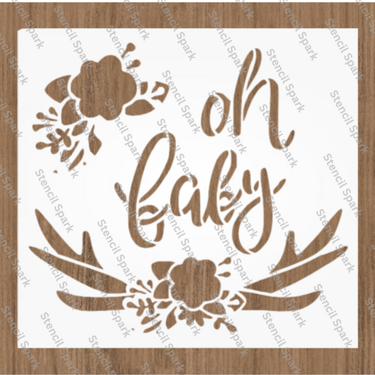Oh Baby Antler Flower Stencil image 0