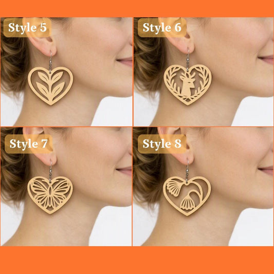 Laser-Cut Basswood Earrings • 16 Styles • Lightweight Dangle Jewelry image 2