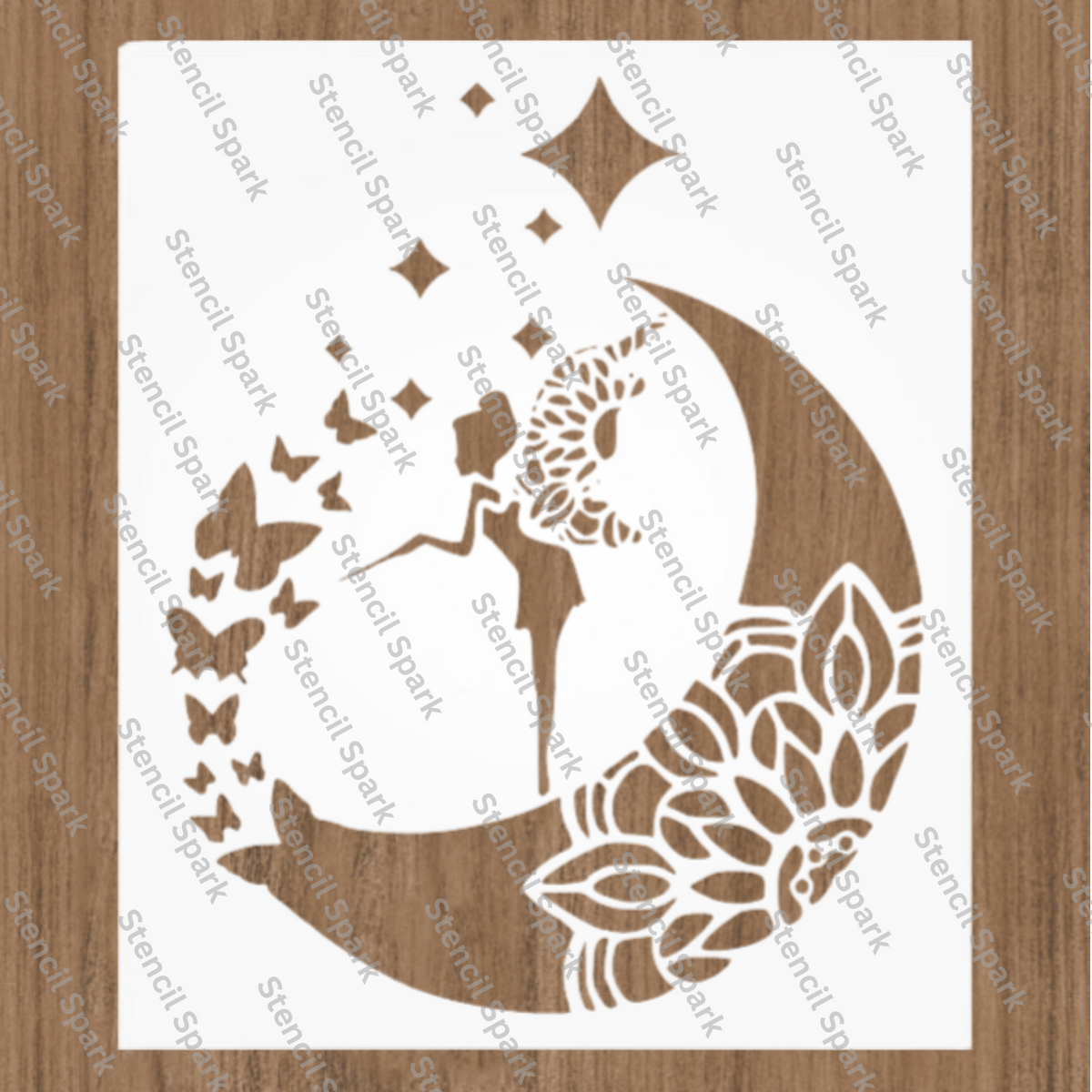 Mandala Fairy Moon Stencil image 0