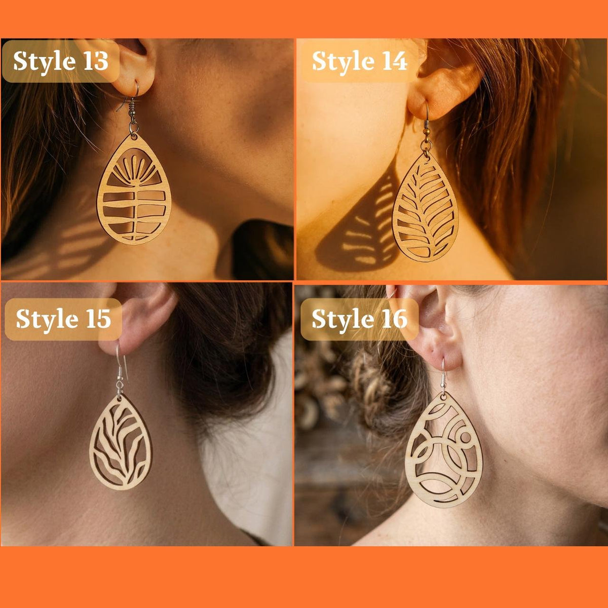 Laser-Cut Basswood Earrings • 16 Styles • Lightweight Dangle Jewelry image 4