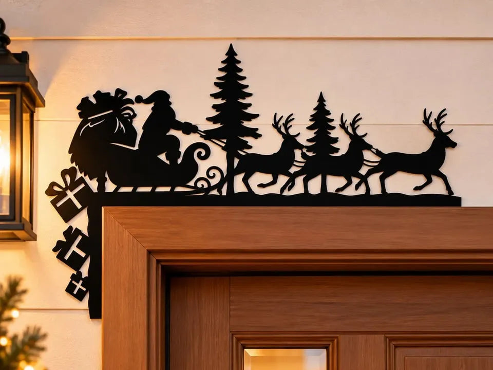 Santa Sleigh – Wooden Christmas Door Corner