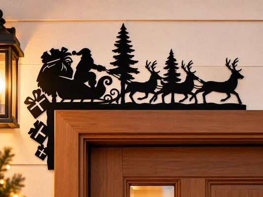 Santa Sleigh – Wooden Christmas Door Corner