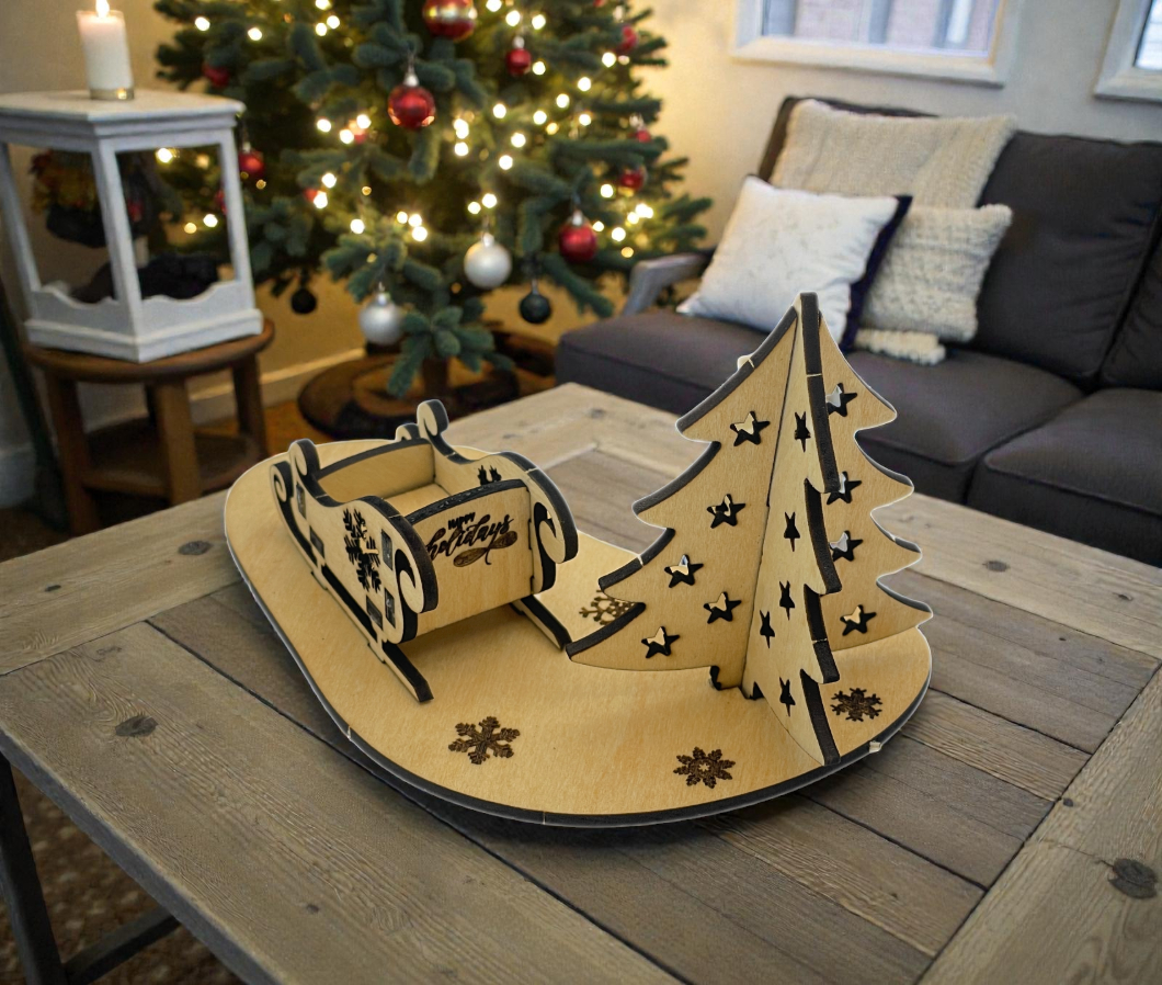 Sleigh Ride and Christmas Tree Ornament image 0