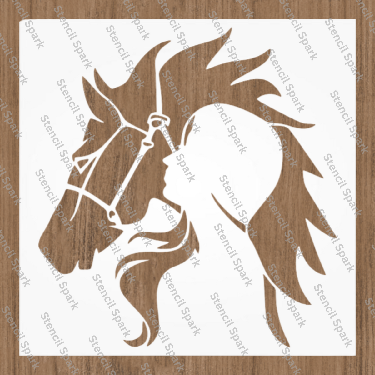 Girl with love of horse Stencil image 0