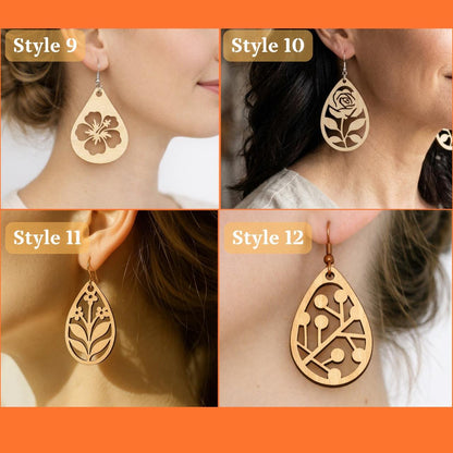 Laser-Cut Basswood Earrings • 16 Styles • Lightweight Dangle Jewelry image 3