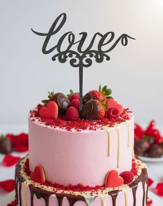 Laser Cut "Love" Cake Topper for Romantic Occasions image 0