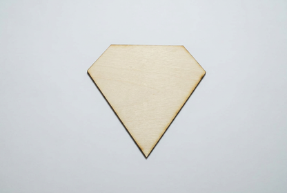 Diamond-shaped craft cut-out with a natural basswood appearance