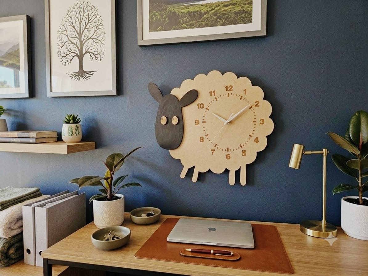 Sheep Wall Clock – Basswood | NZ Made 🐑 image 0