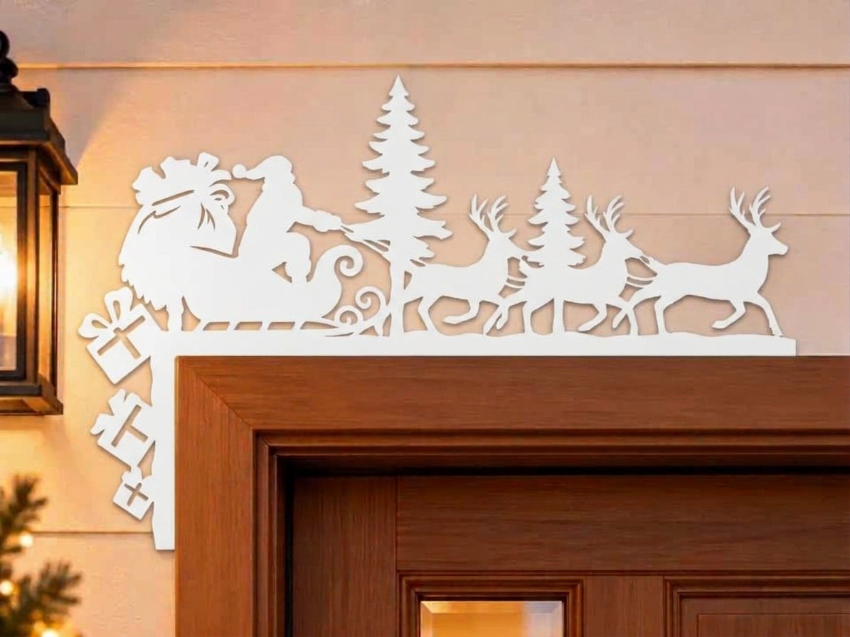 Santa Sleigh – Wooden Christmas Door Corner