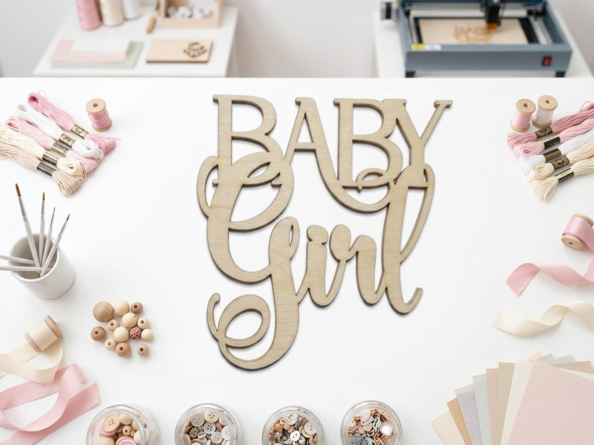 Baby Girl Wooden Sign Cut-Out – Basswood