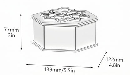Hexagonal Wooden Keepsake Box with Floral Lid