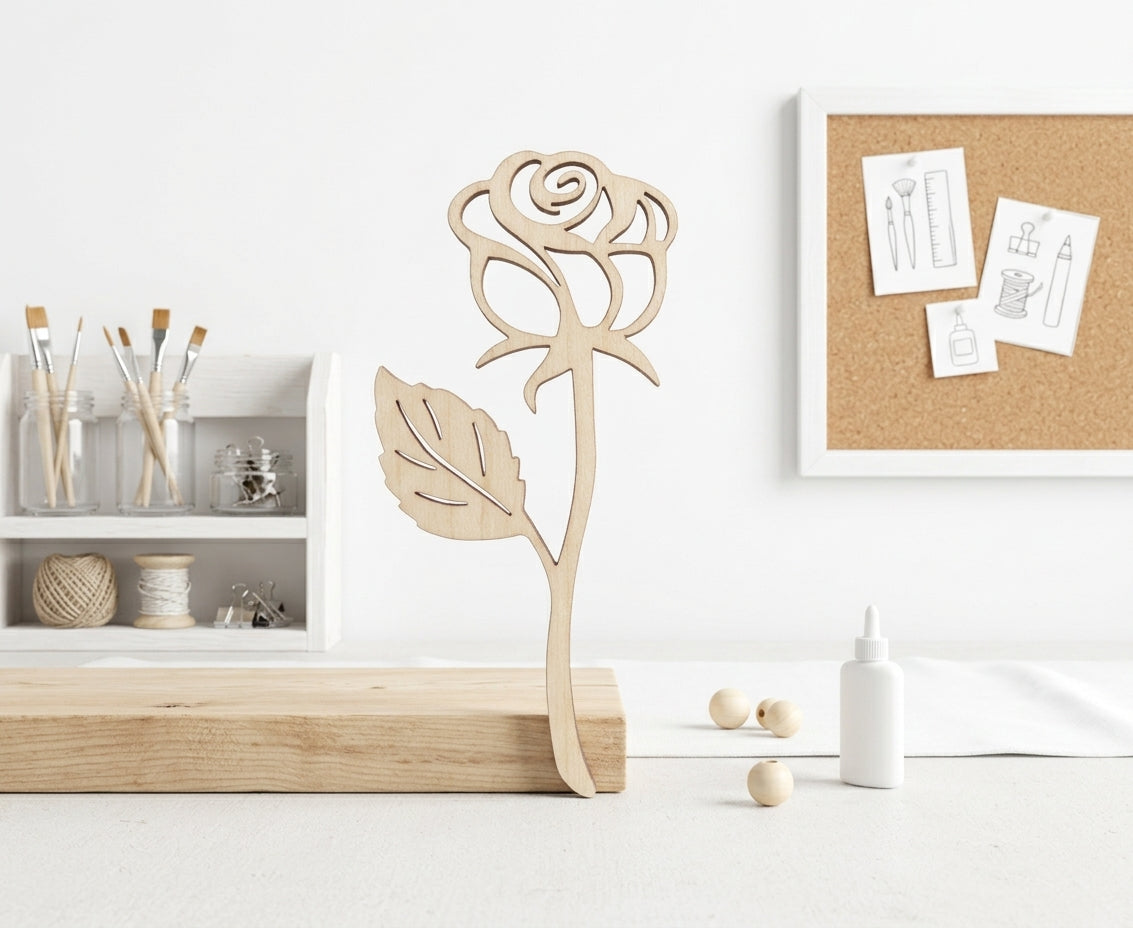 Rose Flower Wooden Craft Cut-Out – Basswood