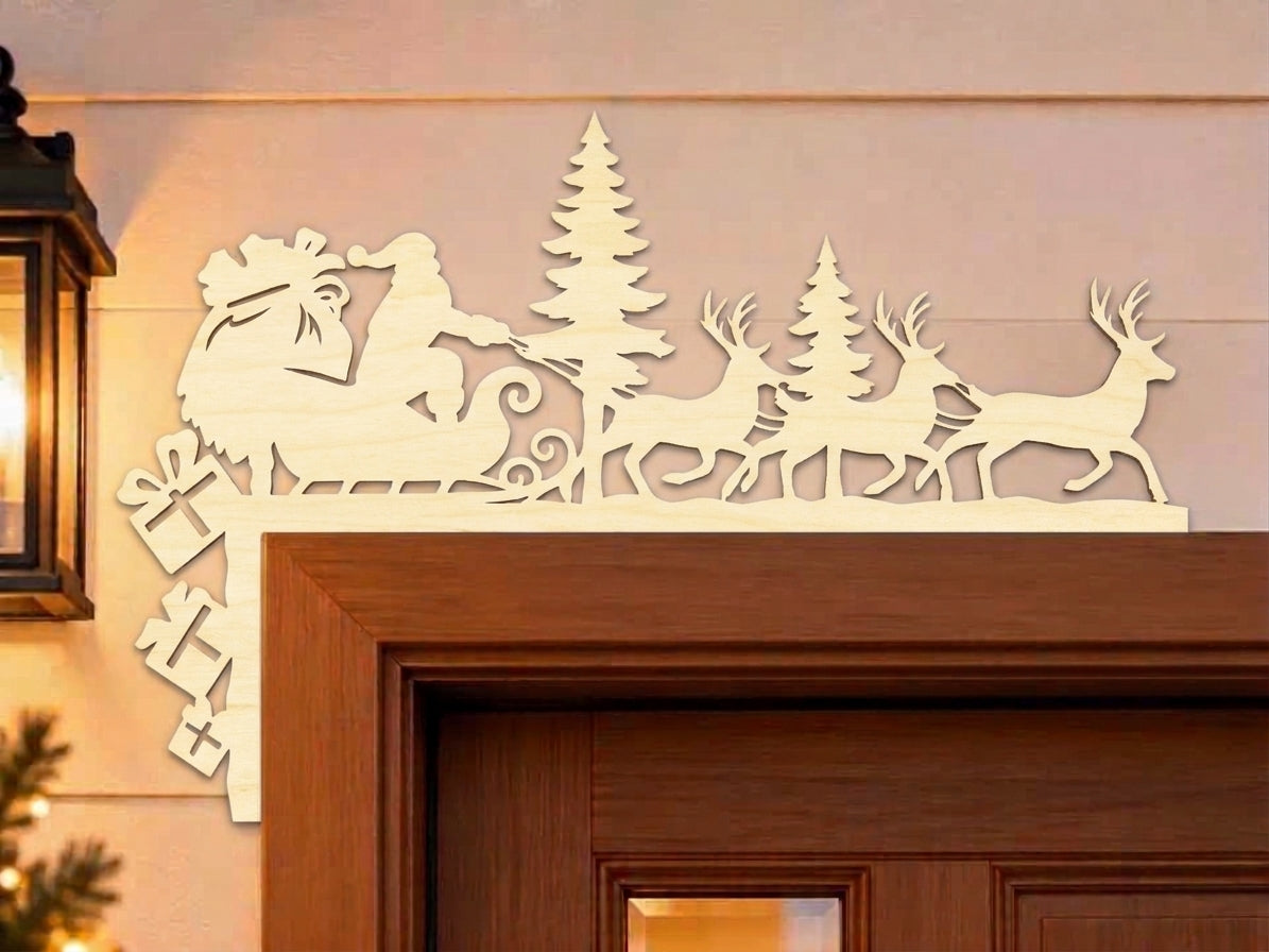 Santa Sleigh – Wooden Christmas Door Corner
