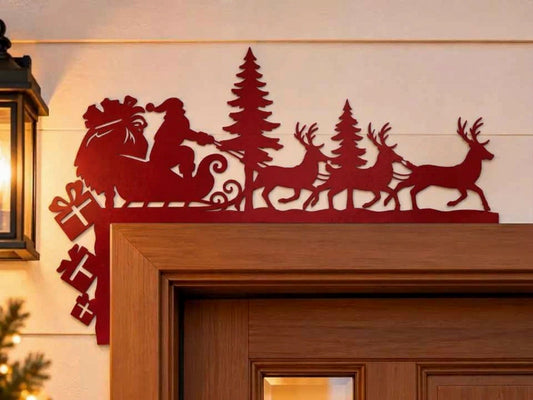 Santa Sleigh – Wooden Christmas Door Corner