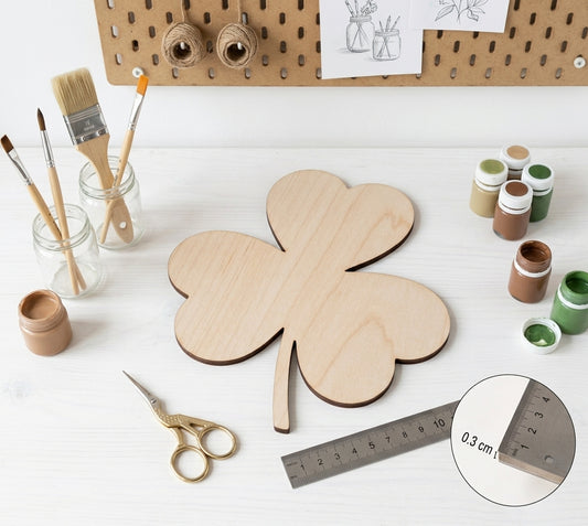 Clover Leaf Wooden Craft Cut-Out – Basswood