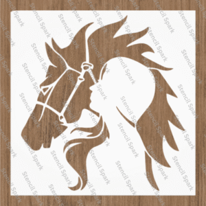 Girl with love of horse Stencil