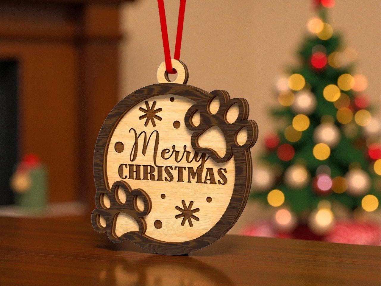 Wooden Christmas Pet Ornament