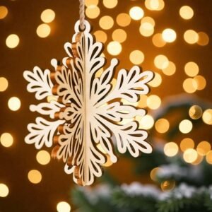 Wooden 3D Snow Ornament