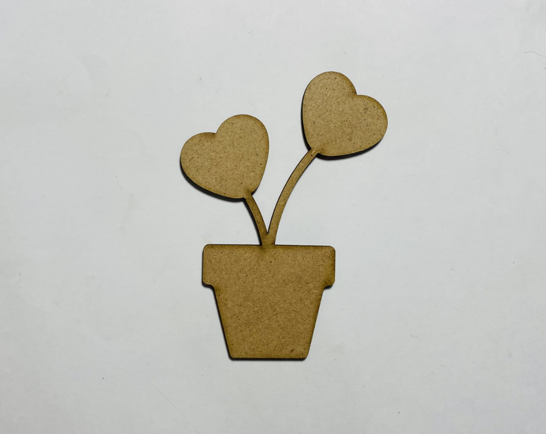 Plant Pot with 2 Hearts leaves Cutout
