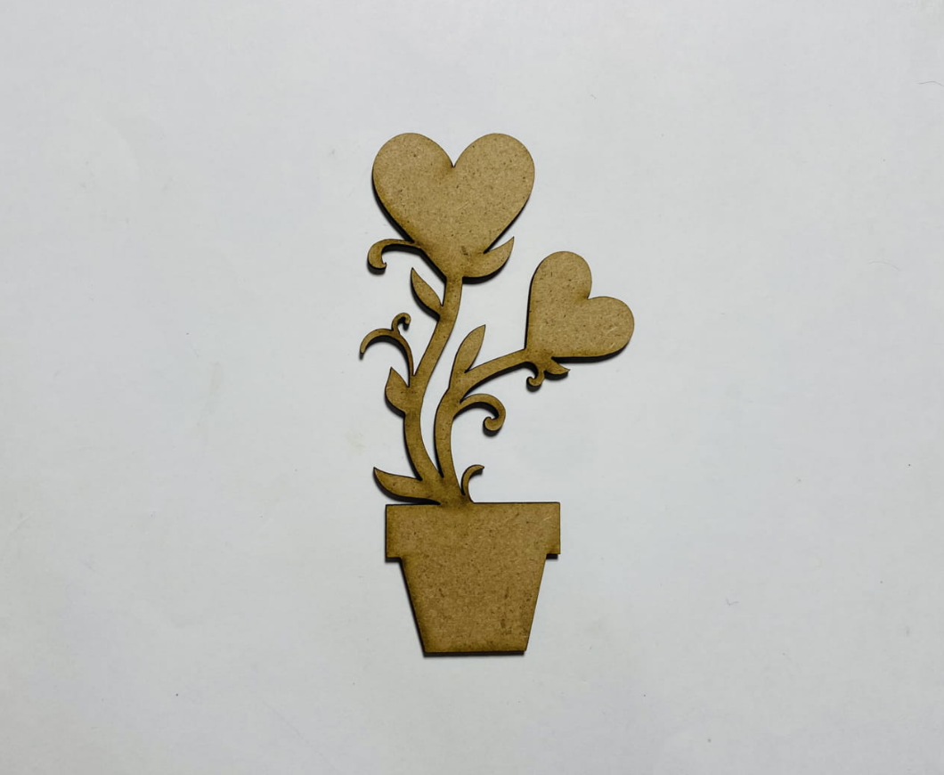 Flower Pot with hearts Cutout