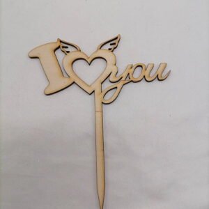 Laser Cut "I ā¤ļø You" Heart with Wings Cake Topper