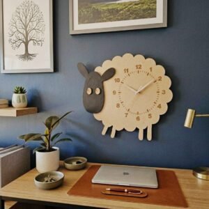 Sheep Wall Clock – MDF Wood | NZ Made 🐑