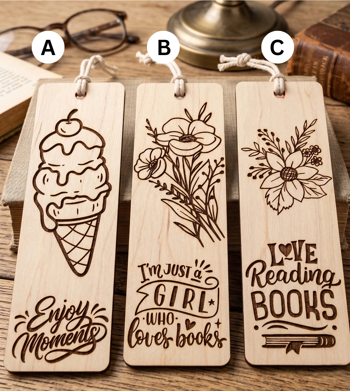 Wooden Engraved Bookmarks